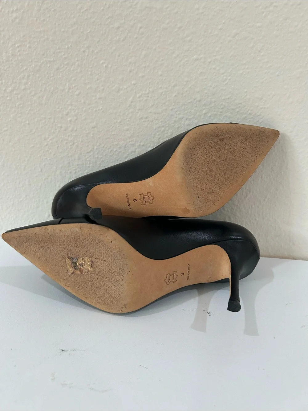 Tory Burch Penelope Heels Cap Toe Calfskin Leather Pumps with Heel Detail, Sz 8